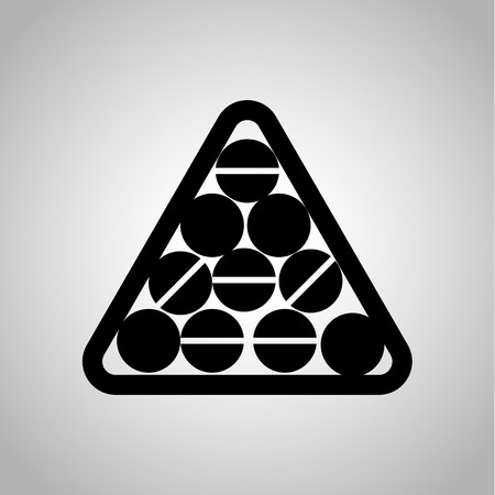 Billiards balls in the triangle icon on the backgroundのイラスト素材