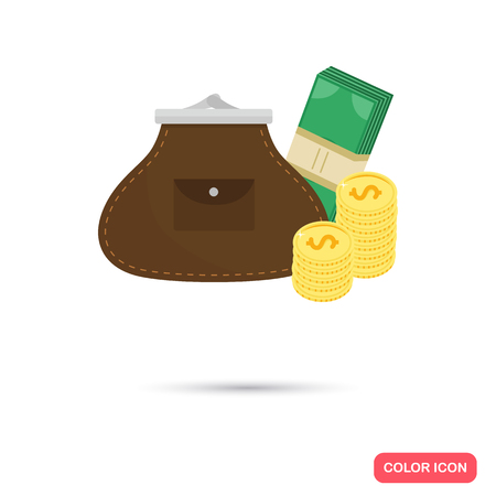 Wallet and money color flat iconのイラスト素材