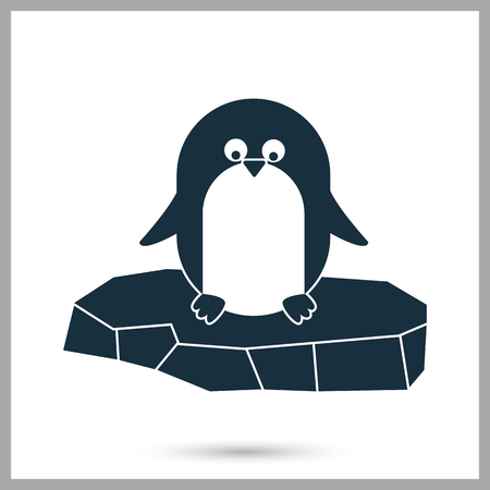 Penguin on the floe icon on the backgroundのイラスト素材