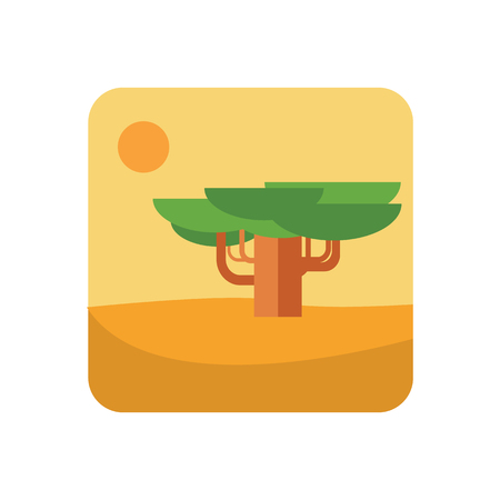 Savannah tree color flat iconのイラスト素材