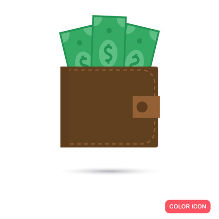 Wallet with cash color flat iconのイラスト素材