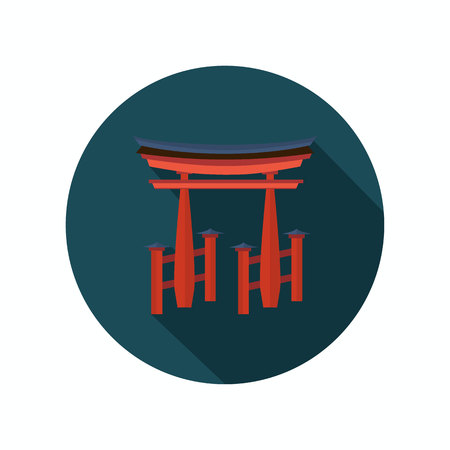 Japan Torii color icon. Flat designのイラスト素材