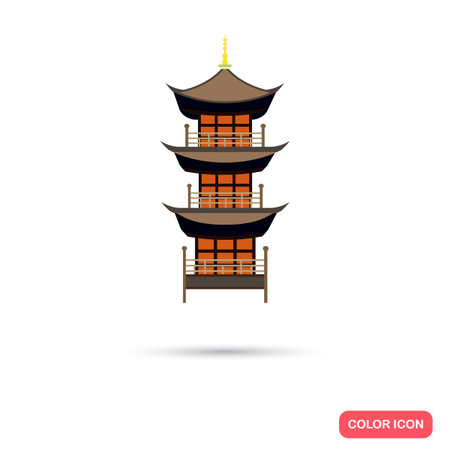 China temple color icon. Flat designのイラスト素材