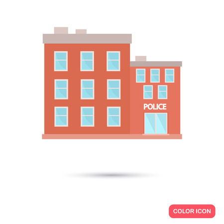 Color police building flat icon. Stock Vector icon. Illustration for web and mobile designのイラスト素材