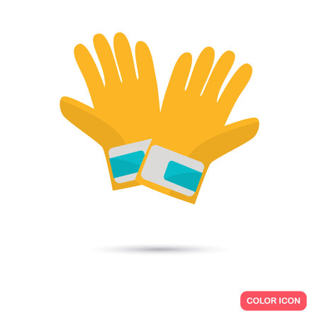 Color construction gloves flat icon. Stock Vector icon. Illustration for web and mobile designのイラスト素材