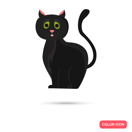 Color black cat in Cartoon style. Stock Vector icon. Illustration for web and mobile designのイラスト素材