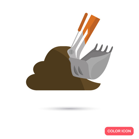 Color excavator bucket flat icon. Stock Vector icon. Illustration for web and mobile designのイラスト素材