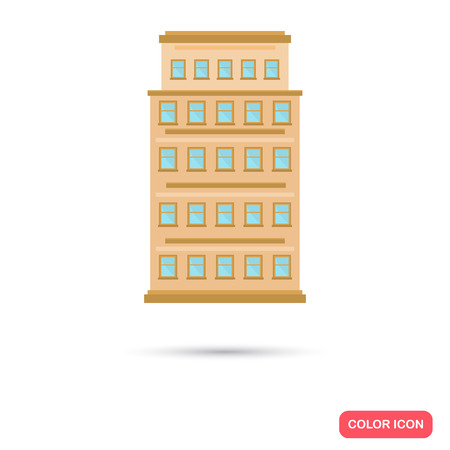 Color residential apartment building flat icon. Stock Vector icon. Illustration for web and mobile designのイラスト素材