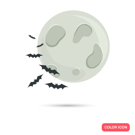 Color moon and bats in Cartoon style. Stock Vector icon. Illustration for web and mobile designのイラスト素材