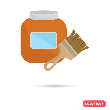 Color glue jar with brush flat icon. Stock Vector icon. Illustration for web and mobile designのイラスト素材