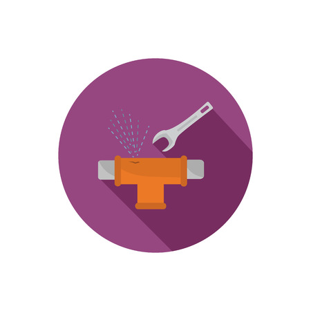 Color repair of pipe break flat icon. Stock Vector icon. Illustration for web and mobile designのイラスト素材