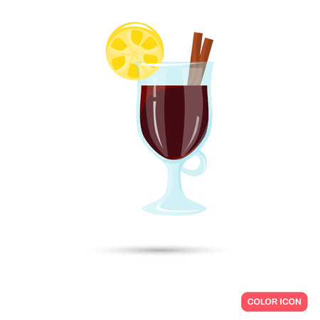 Color flat mulled wine cocktail icon. Flat designのイラスト素材