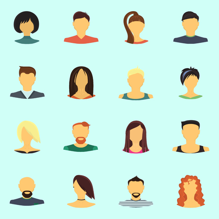 Set of human male and female avatars. Set of human male and female avatars color flat. Set of human male and female avatars icon. Set of human male and female avatars web. Set of human male and female avatars illustration. Set of human male and female avaのイラスト素材
