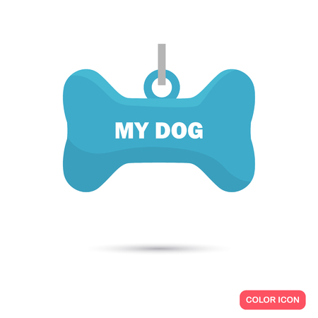 Dog medallion color icon. Flat design. Pet shop themeのイラスト素材