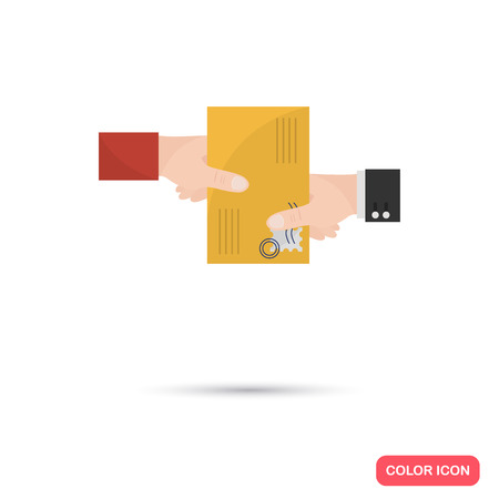Delivery hands to hands color icon. Flat design. Delivery theme for web and mobileのイラスト素材