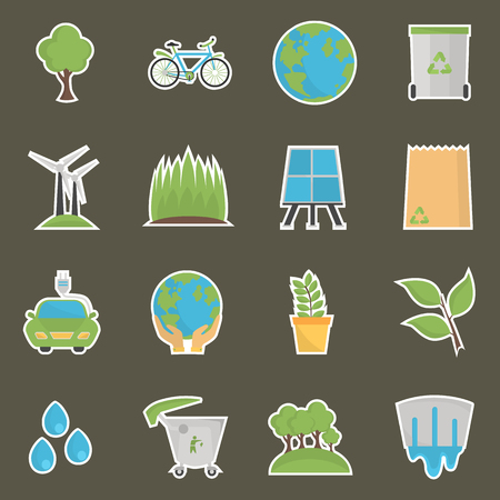 Exology elements color icons set. Flat designのイラスト素材