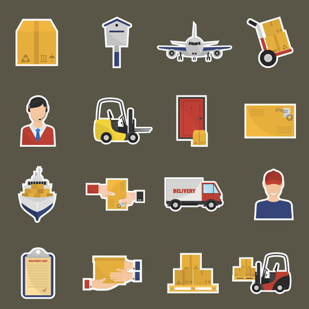 Delivery color icons set. Flat design for web and mobileのイラスト素材