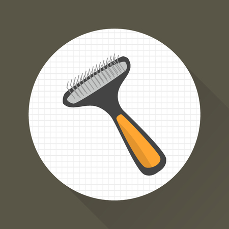 Brush for animal fur color icon. Flat design. Pet shop themeのイラスト素材