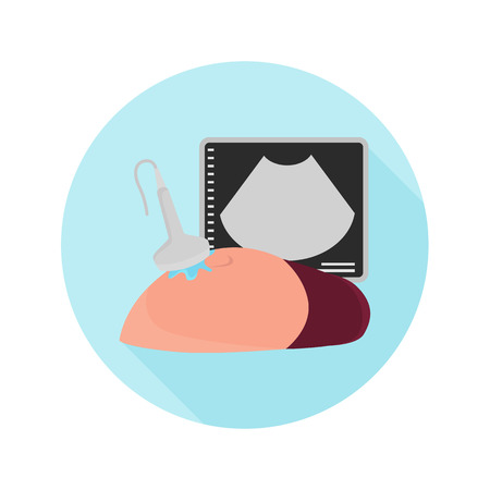 Pregnancy ultrasonography color icon. Flat design for web and mobileのイラスト素材