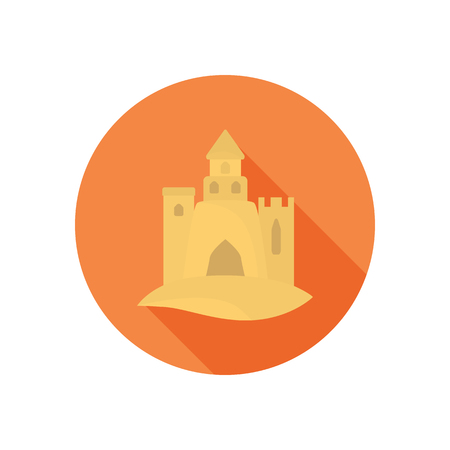 Sand castle color icon. Flat design for web and mobileのイラスト素材