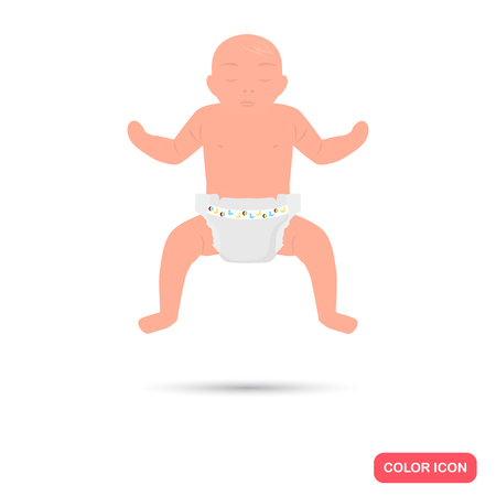 Baby in diaper color icon. Flat design for web and mobileのイラスト素材