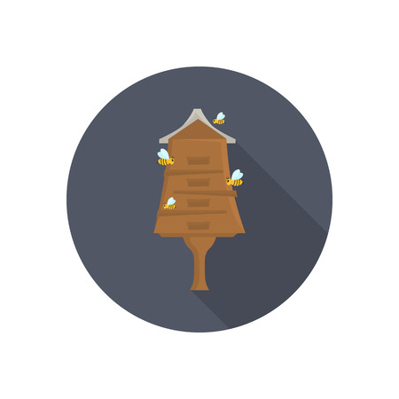 Bee hive color flta icon for web and mobile designのイラスト素材