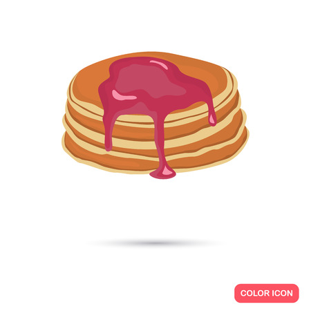 Pancakes with jam color icon. Cartoon style for web and mobile designのイラスト素材