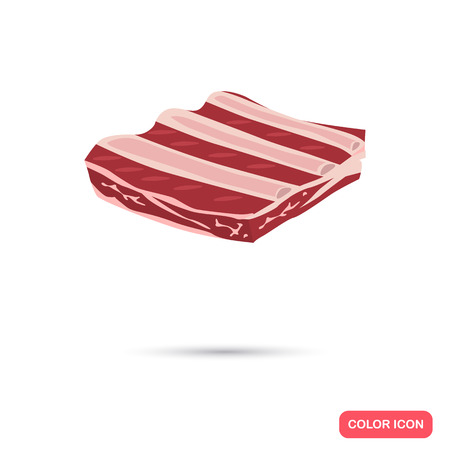 Realistic piece of meat on the ribs color flat icon. For web and mobile designのイラスト素材