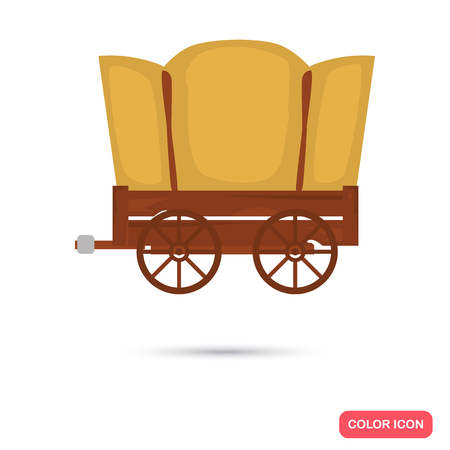 Covered wagon color flat icon for web and mobile designのイラスト素材
