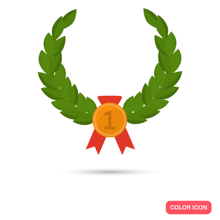 Wreath of the winner color flat icon for web and mobile designのイラスト素材