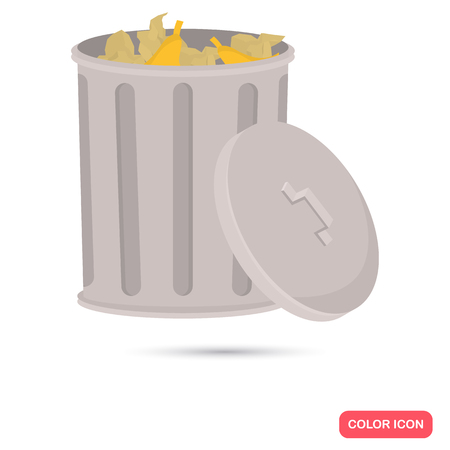 Trash with garbage color flat icon for web and mobile designのイラスト素材
