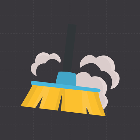 Broom and dust color flat icon for web and mobile designのイラスト素材