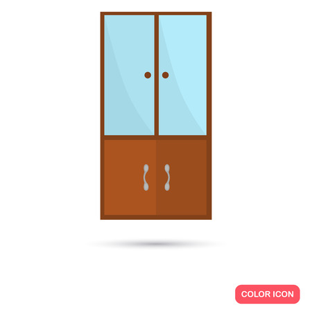 Wood cupboard color flat icon for web and mobile designのイラスト素材