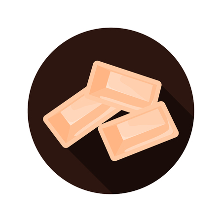 White chocolate slices color flat icon for web and mobile designのイラスト素材