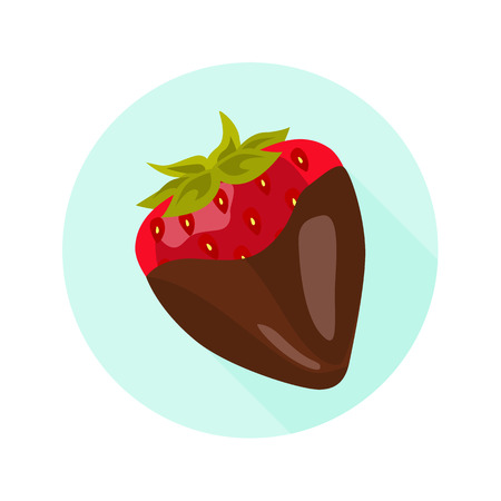 Strawberry in chocolate color flat icon for web and mobile designのイラスト素材