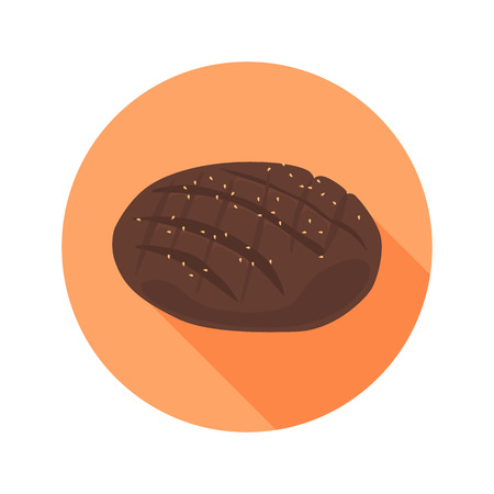Loaf of black bread color flat icon for web and mobile designのイラスト素材