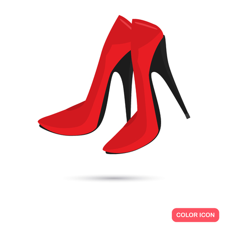 Sexy high-heeled shoes color flat icons for web and mobile designのイラスト素材