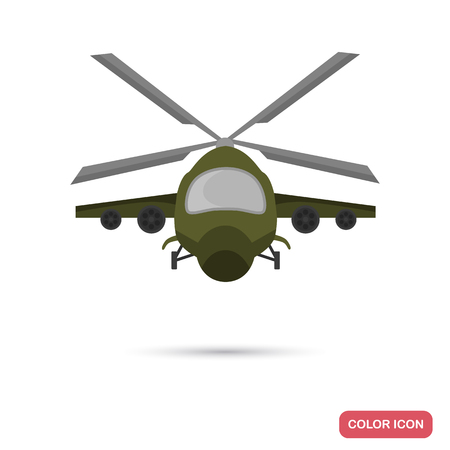 Military helicopter color flat icon for web and mobile designのイラスト素材