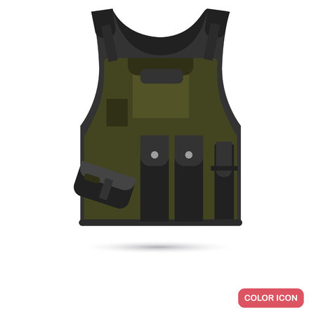 Military body armor color flat icon for web and mobile designのイラスト素材