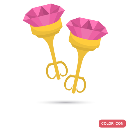 Gold carnations earrings color icon for web and mobile designのイラスト素材