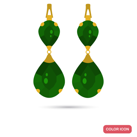 Emerald earrings color flat icon for web and mobile designのイラスト素材