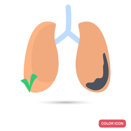 Sick and healthy lung color flat icon for web and mobile designのイラスト素材
