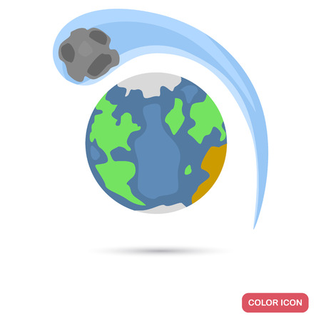 Earth and comet color flat icon for web and mobile designのイラスト素材