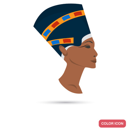 Nefertiti profile color flat icon for web and mobile designのイラスト素材