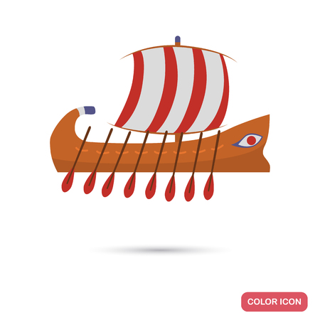 Ancient Greece ship color flat icon for web and mobile designのイラスト素材