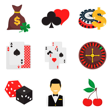 Set of casino color flat icons set for web and mobile designのイラスト素材