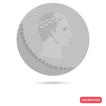 Ancient Rome coin color flat icon for web and mobile designのイラスト素材