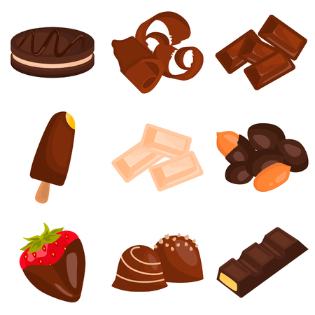 Set of desserts color flat icons for web and mobile designのイラスト素材
