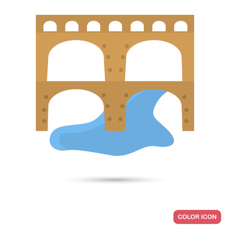 Ancient Rome aqueduct color flat icon for web and mobile designのイラスト素材