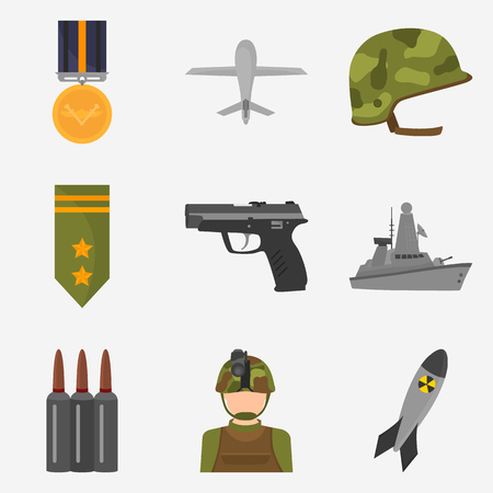 Miliyary color flat icons set for web and mobile designのイラスト素材